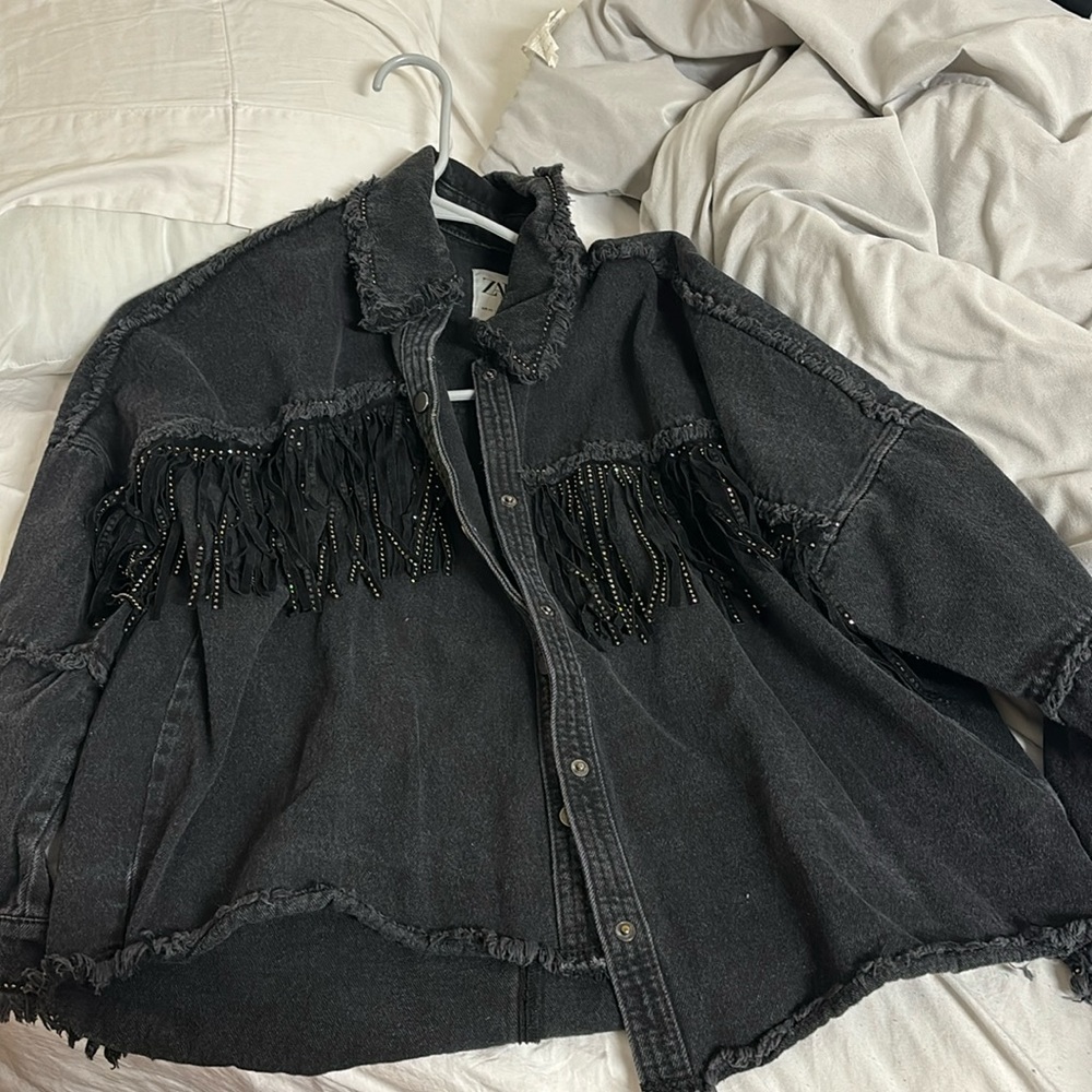 Zara rhinestone denim jacket